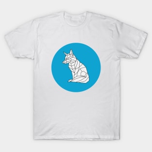 Origami Geometric Fox on Blue T-Shirt